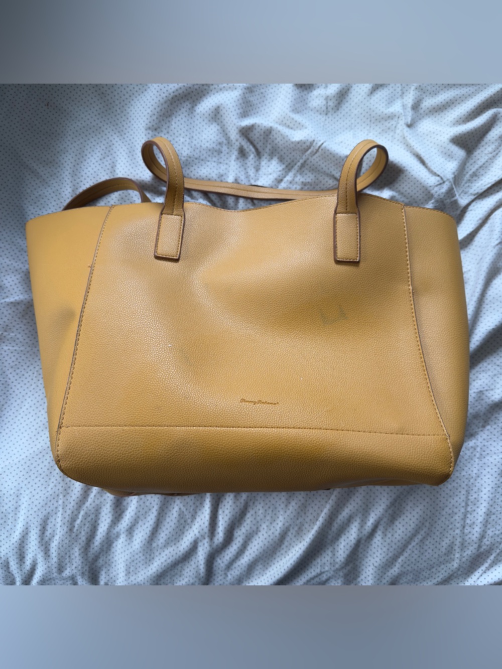 Tommy Bahama Mustard Yellow Leather Tote Bag